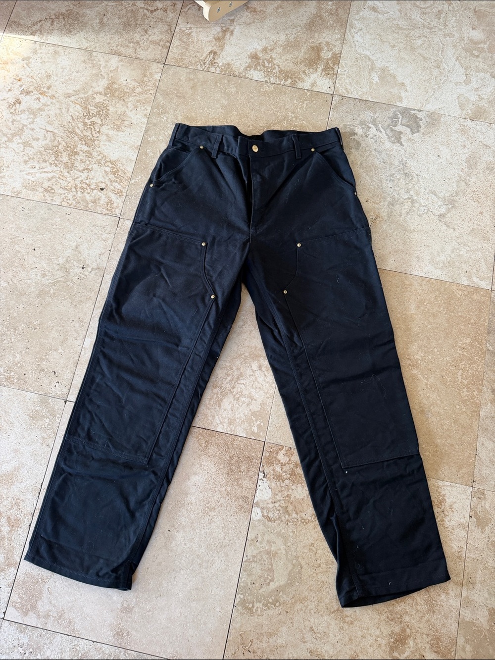 Men's Black Work Pants - Double Knee